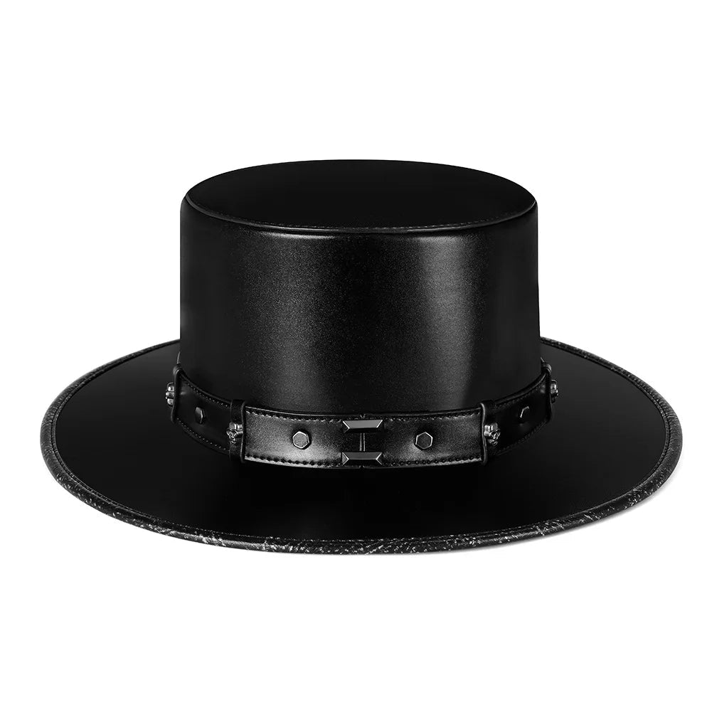 Unique Vintage Steampunk Leather Top Hat with Gothic Rave Nightclub Appeal