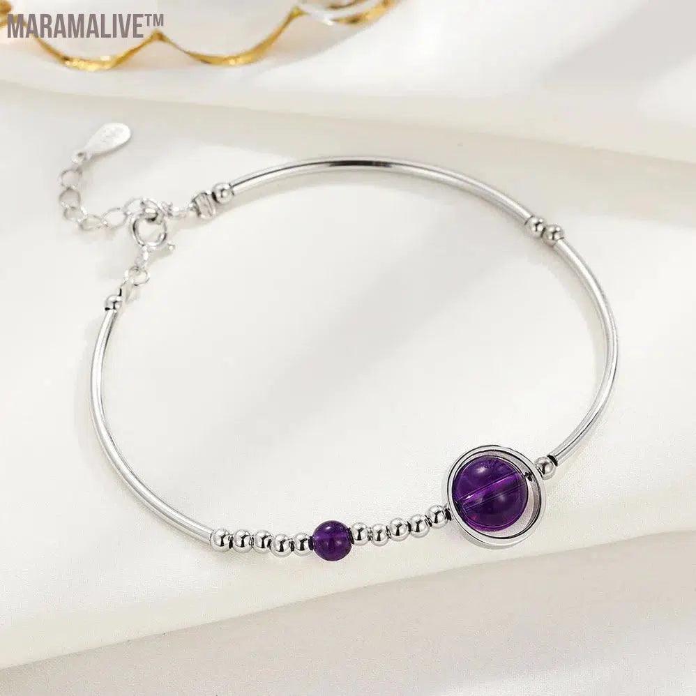 Unique charm and elegance! S925 silver purple crystal bracelet, luxury and high-end, versatile for women