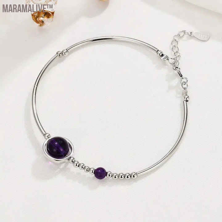 Unique charm and elegance! S925 silver purple crystal bracelet, luxury and high-end, versatile for women