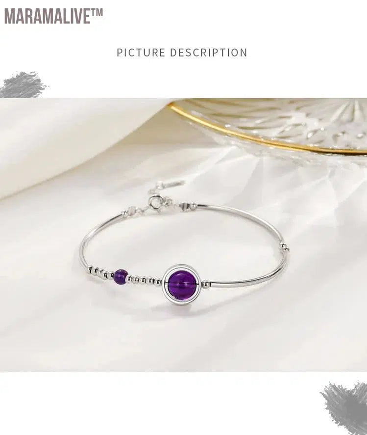 Unique charm and elegance! S925 silver purple crystal bracelet, luxury and high-end, versatile for women