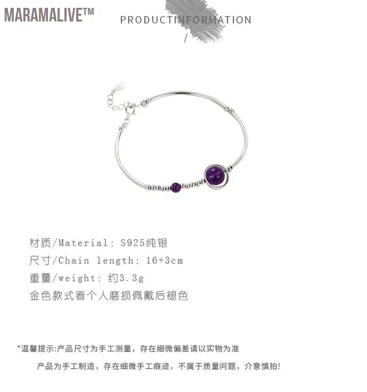 Unique charm and elegance! S925 silver purple crystal bracelet, luxury and high-end, versatile for women