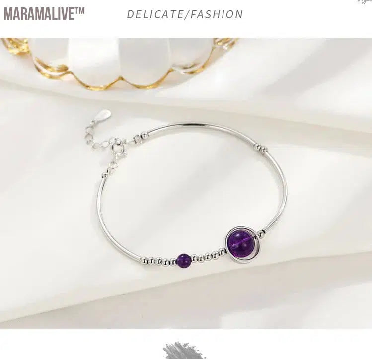 Unique charm and elegance! S925 silver purple crystal bracelet, luxury and high-end, versatile for women