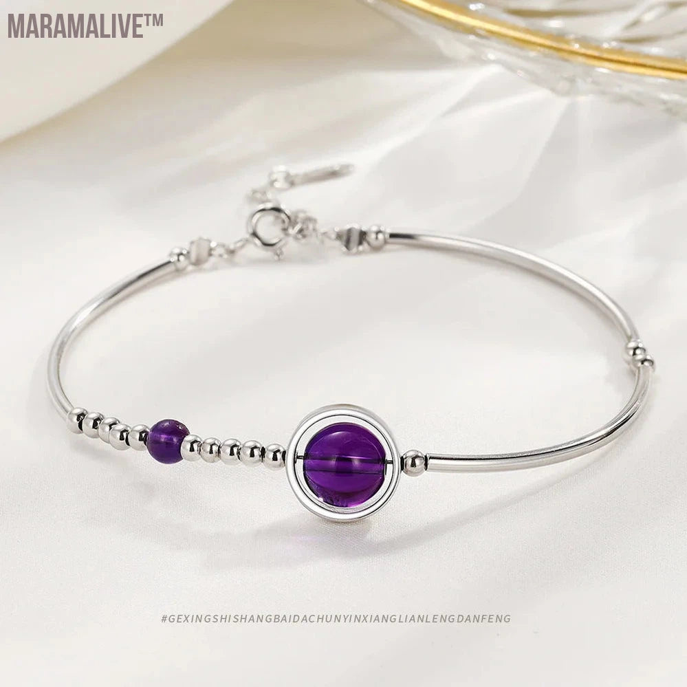 Unique charm and elegance! S925 silver purple crystal bracelet, luxury and high-end, versatile for women