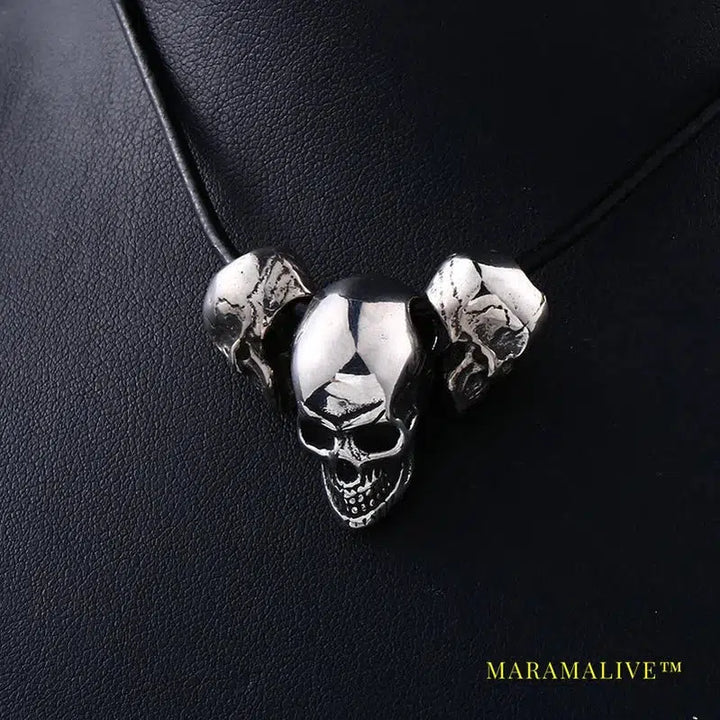 Unique design punk skull high quality biker 316L stainless steel pendant necklace jewelry