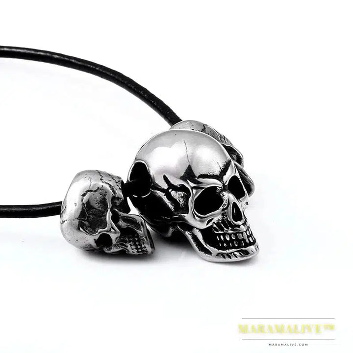 Unique design punk skull high quality biker 316L stainless steel pendant necklace jewelry