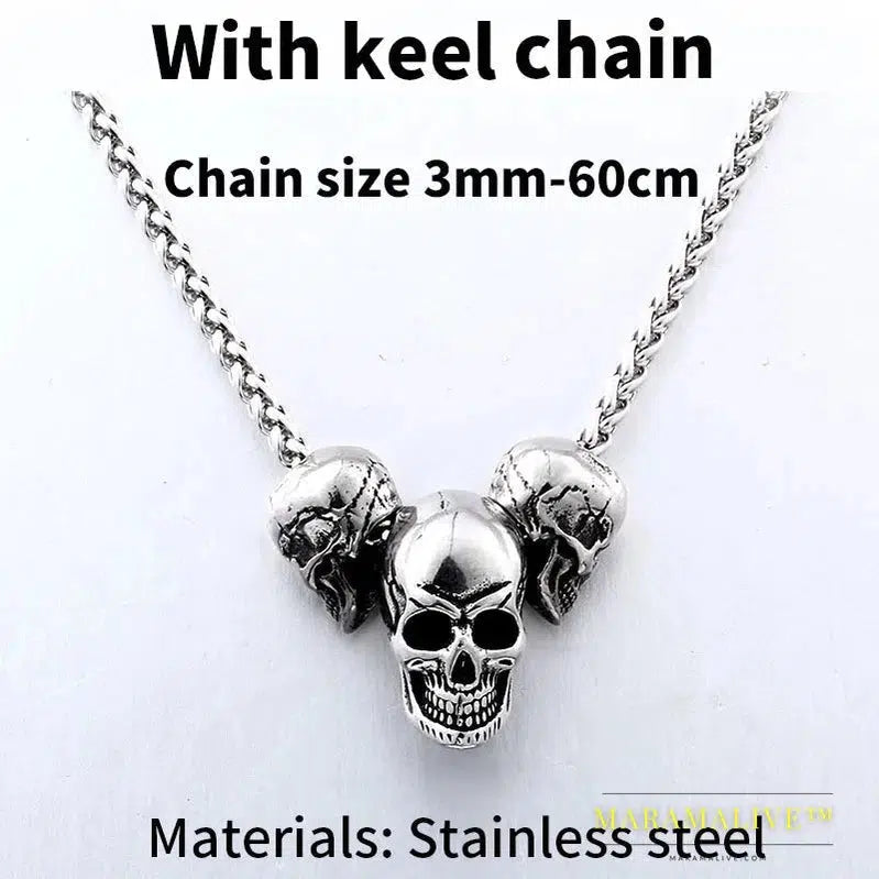 Unique design punk skull high quality biker 316L stainless steel pendant necklace jewelry