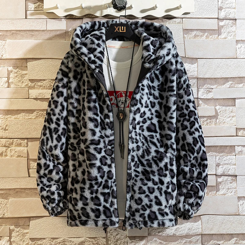 Unisex Leopard Print Loose Cotton Jacket - Fashionable Autumn Warmth, Vintage Clubwear Charm