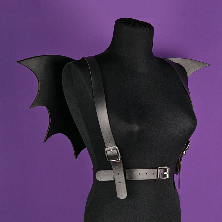 Unleash Your Inner Beast with our Gothic Punk Leather Wing Harness - The Ultimate Halloween Accessory