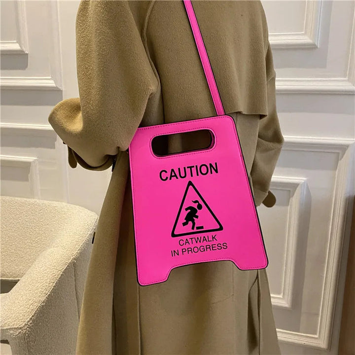 Unusual Fluorescent Crossbody Bag with Creative Caution Letters - Perfect Gift for Her