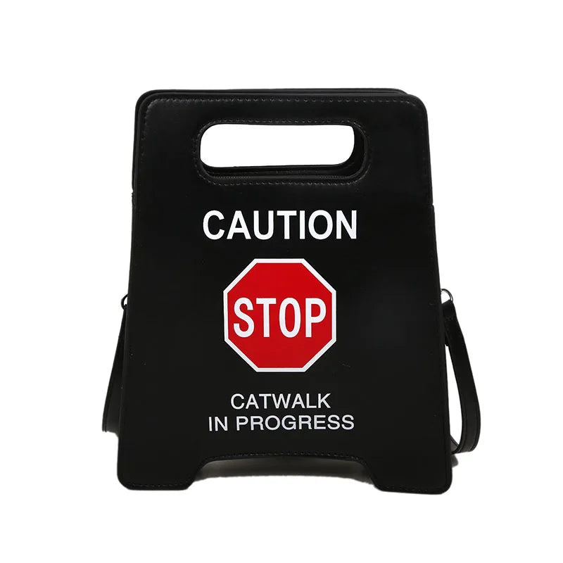 Unusual Fluorescent Crossbody Bag with Creative Caution Letters - Perfect Gift for Her