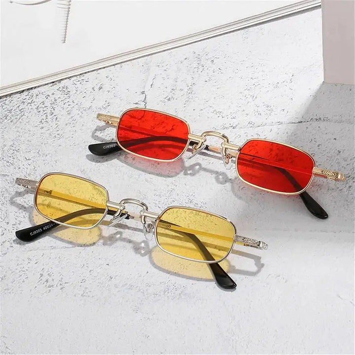 Unusual Steampunk Square Sunglasses - Unique UV400 Metal Framed Retro Travel Sun Shades