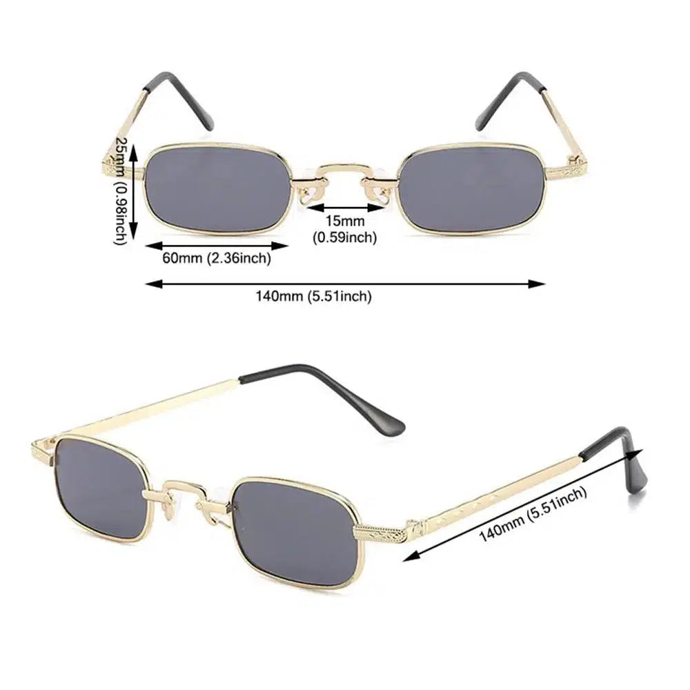 Unusual Steampunk Square Sunglasses - Unique UV400 Metal Framed Retro Travel Sun Shades