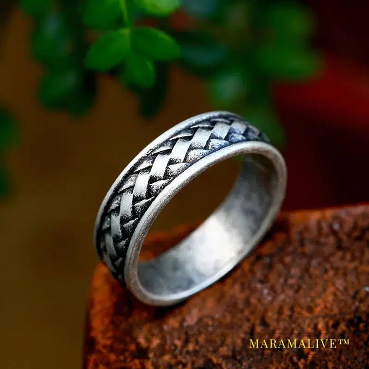 Updated Designs 316L Stainless Steel High Quality Ring Gothic Chain Knitting Ring For Men Personality Retro Jewelry