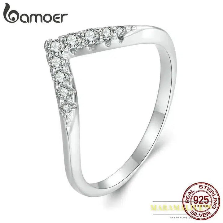 V-shape Moissanite Ring Delicate Lab Diamond Ring 925 Sterling Silver for Women Engagement Wedding Jewelry