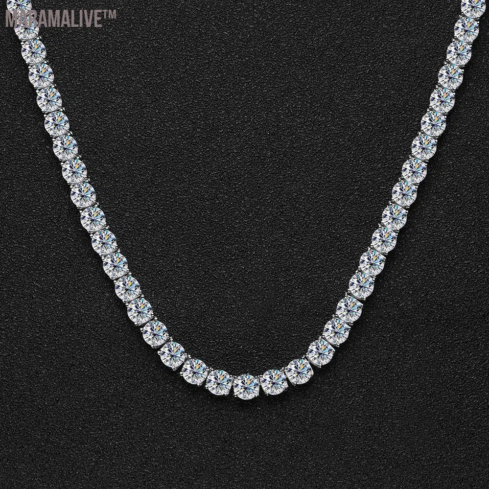 VVS1 6.5mm Full Moissanite Tennis Necklace for Women Man Sparkling Diamond with GRA 925 Sterling Silver Neck Chain