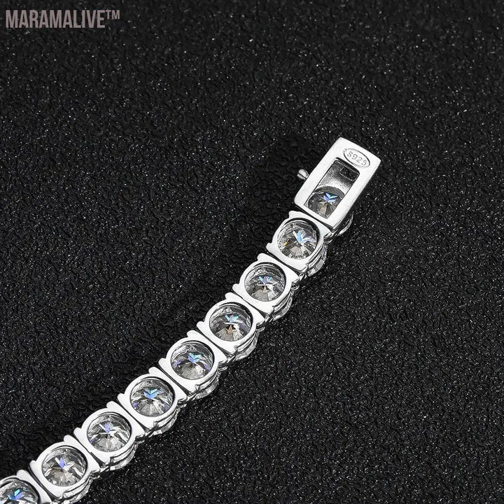 VVS1 6.5mm Full Moissanite Tennis Necklace for Women Man Sparkling Diamond with GRA 925 Sterling Silver Neck Chain