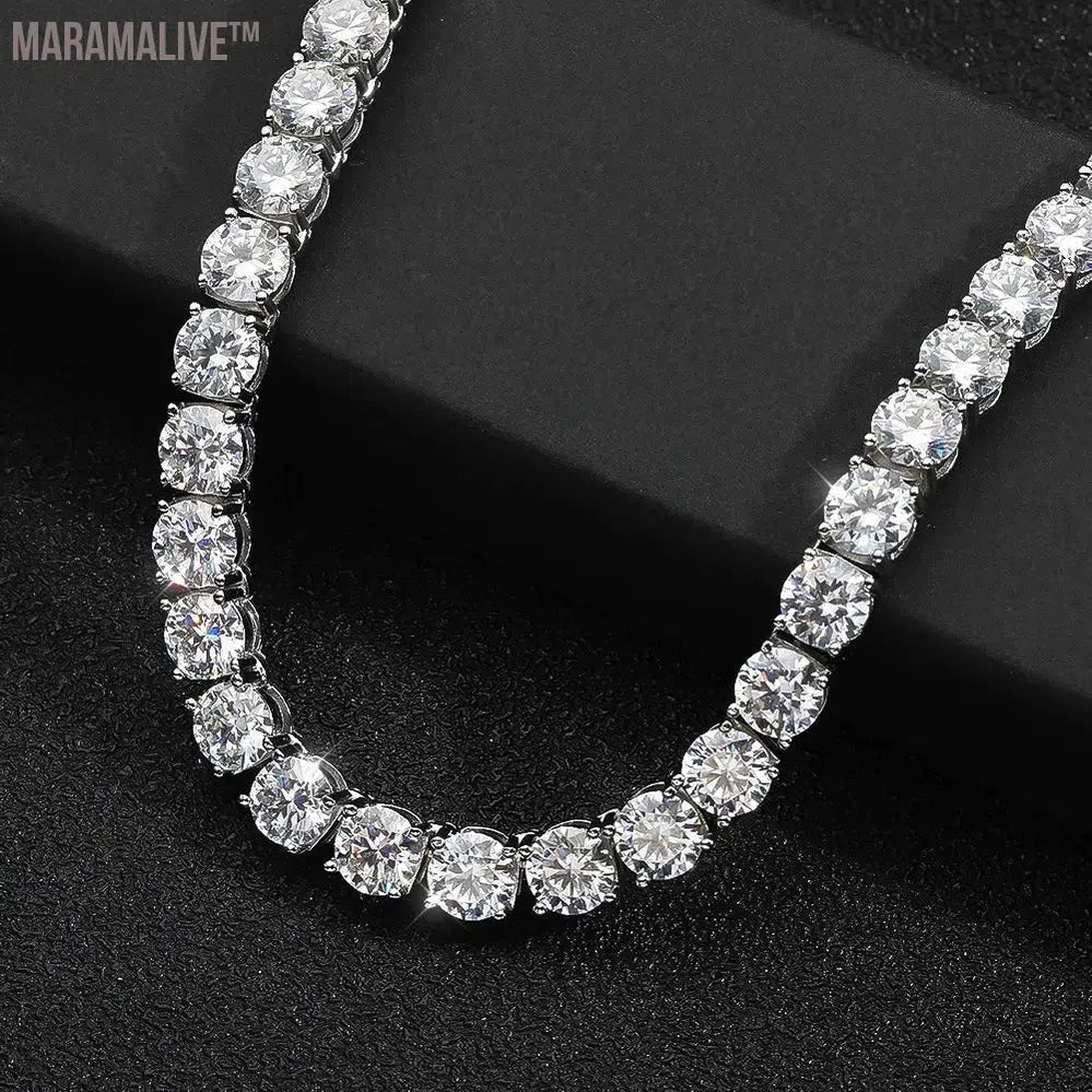 VVS1 6.5mm Full Moissanite Tennis Necklace for Women Man Sparkling Diamond with GRA 925 Sterling Silver Neck Chain