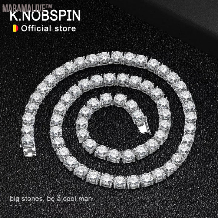 VVS1 6.5mm Full Moissanite Tennis Necklace for Women Man Sparkling Diamond with GRA 925 Sterling Silver Neck Chain