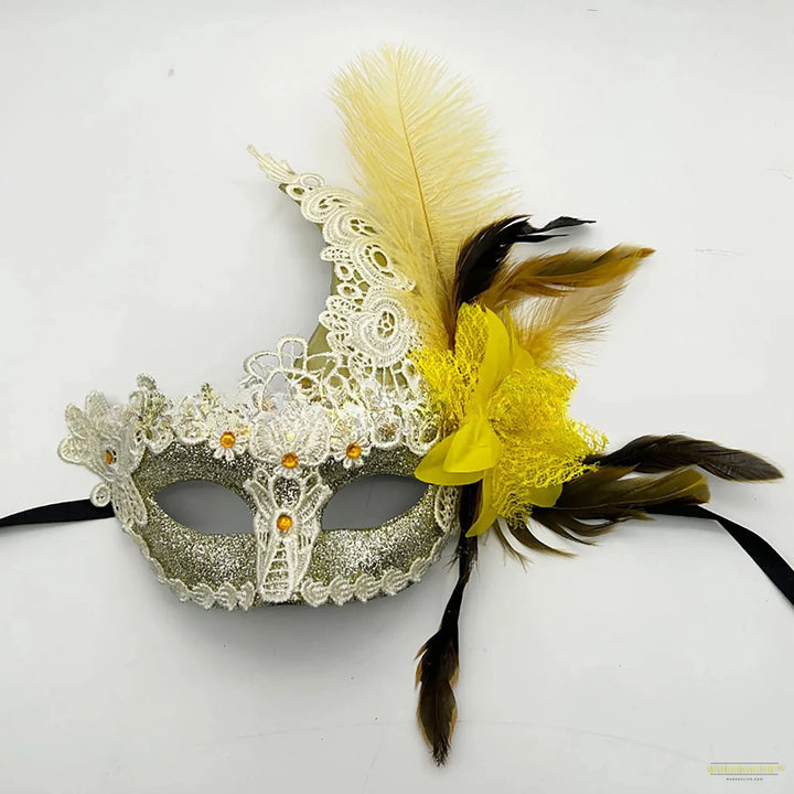 Venice Adult Masquerade Princess Mask Women Luxury Peacock Feathers Half Face Mask Party Performance Carnival Cosplay Therian