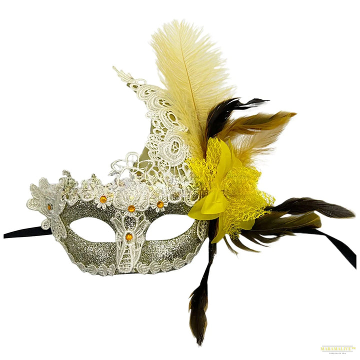 Venice Adult Masquerade Princess Mask Women Luxury Peacock Feathers Half Face Mask Party Performance Carnival Cosplay Therian