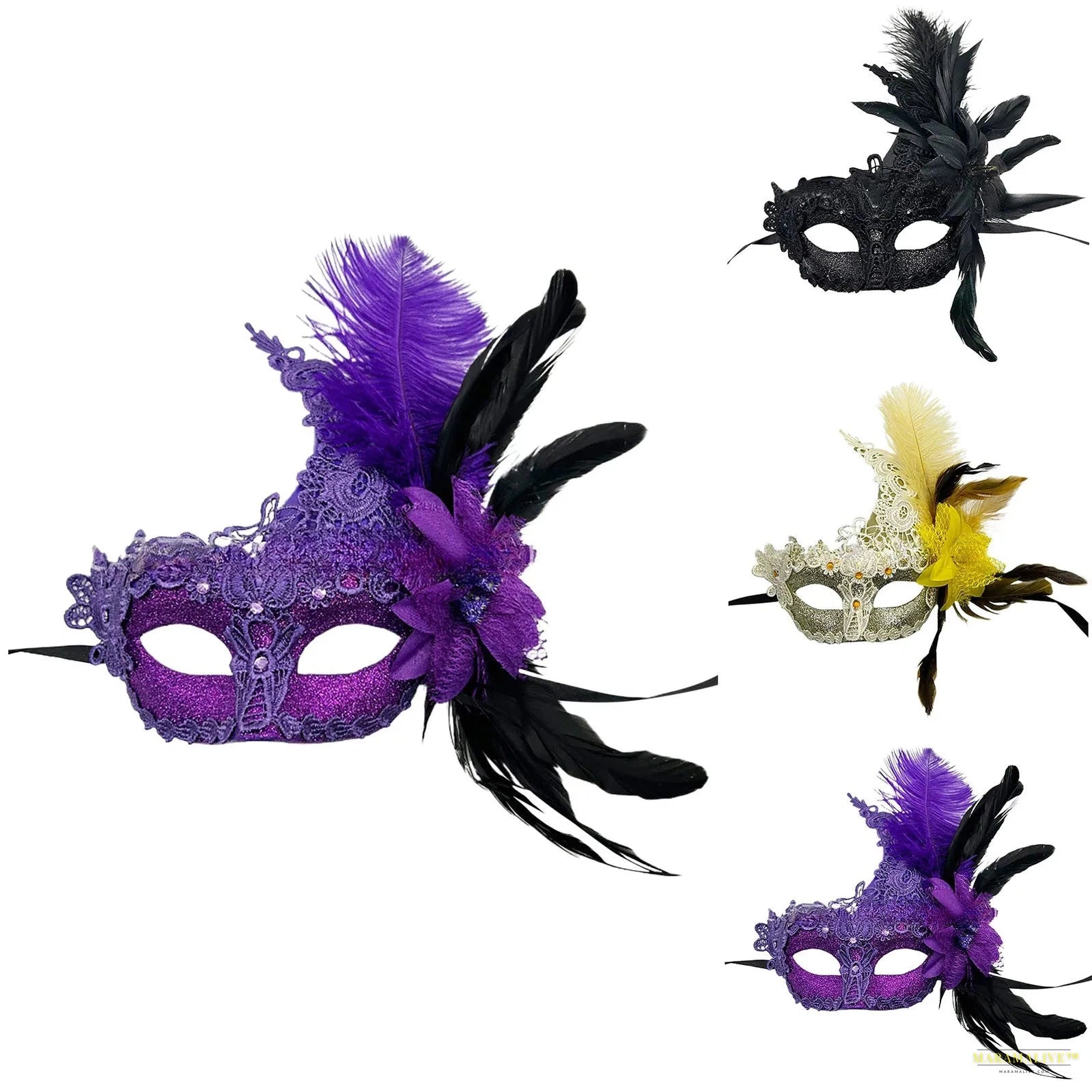 Venice Adult Masquerade Princess Mask Women Luxury Peacock Feathers Half Face Mask Party Performance Carnival Cosplay Therian