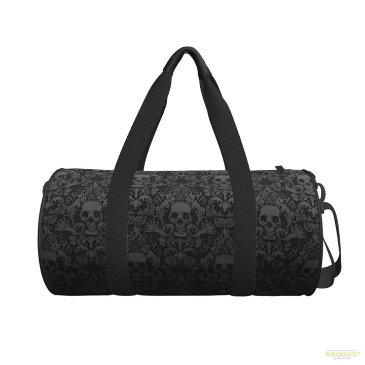 Victorian Gothic Black Skull Sport Gym Duffle Travel Bag with Shoe Compartment Wet Pocket for Men and Women