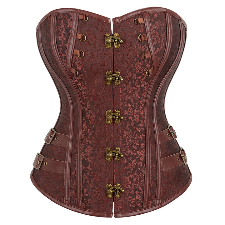 Victorian Steampunk Metal Lock Corset - Retro Gothic Overbust Bustier Top in Plus Sizes