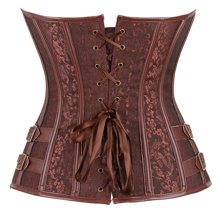 Victorian Steampunk Metal Lock Corset - Retro Gothic Overbust Bustier Top in Plus Sizes