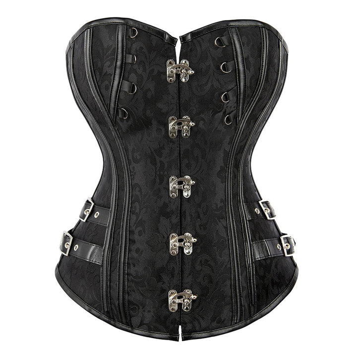 Victorian Steampunk Metal Lock Corset - Retro Gothic Overbust Bustier Top in Plus Sizes