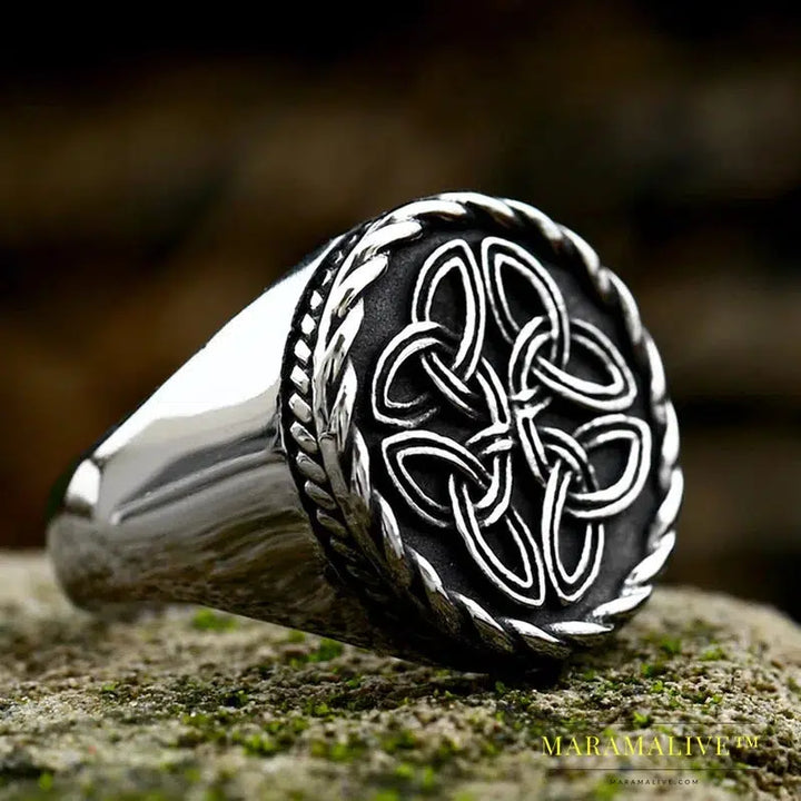 Viking 316L Stainless Steel Triangular Men's Ring Nordic God Pattern High Quality Jewelry