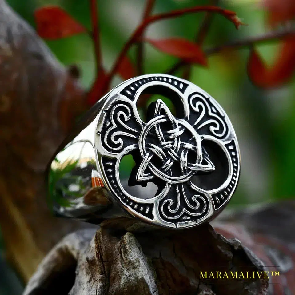 Viking 316L Stainless Steel Triangular Men's Ring Nordic God Pattern High Quality Jewelry