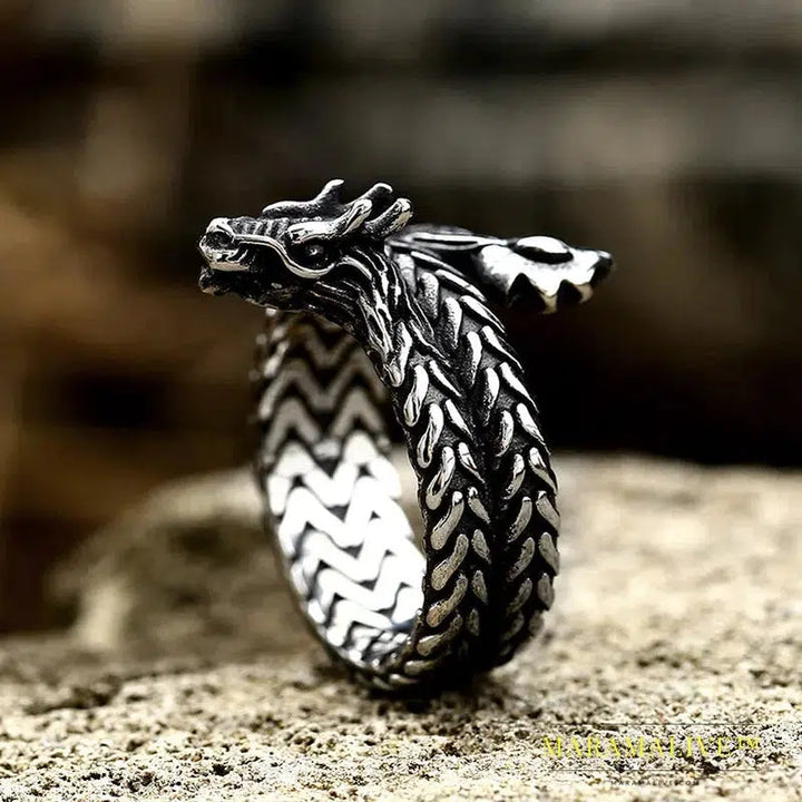 Viking Dragon Head Dragon Scale Detailed High-Quality Ring For Men Creative Design Jewelry