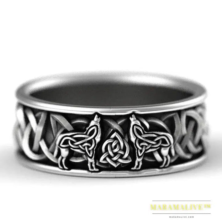 Viking Nordic Mythology Giant Wolf Men Ring Defense Totem Wolf Fashion Hip Hop Rock Unisex Finger Ring Punk Gift