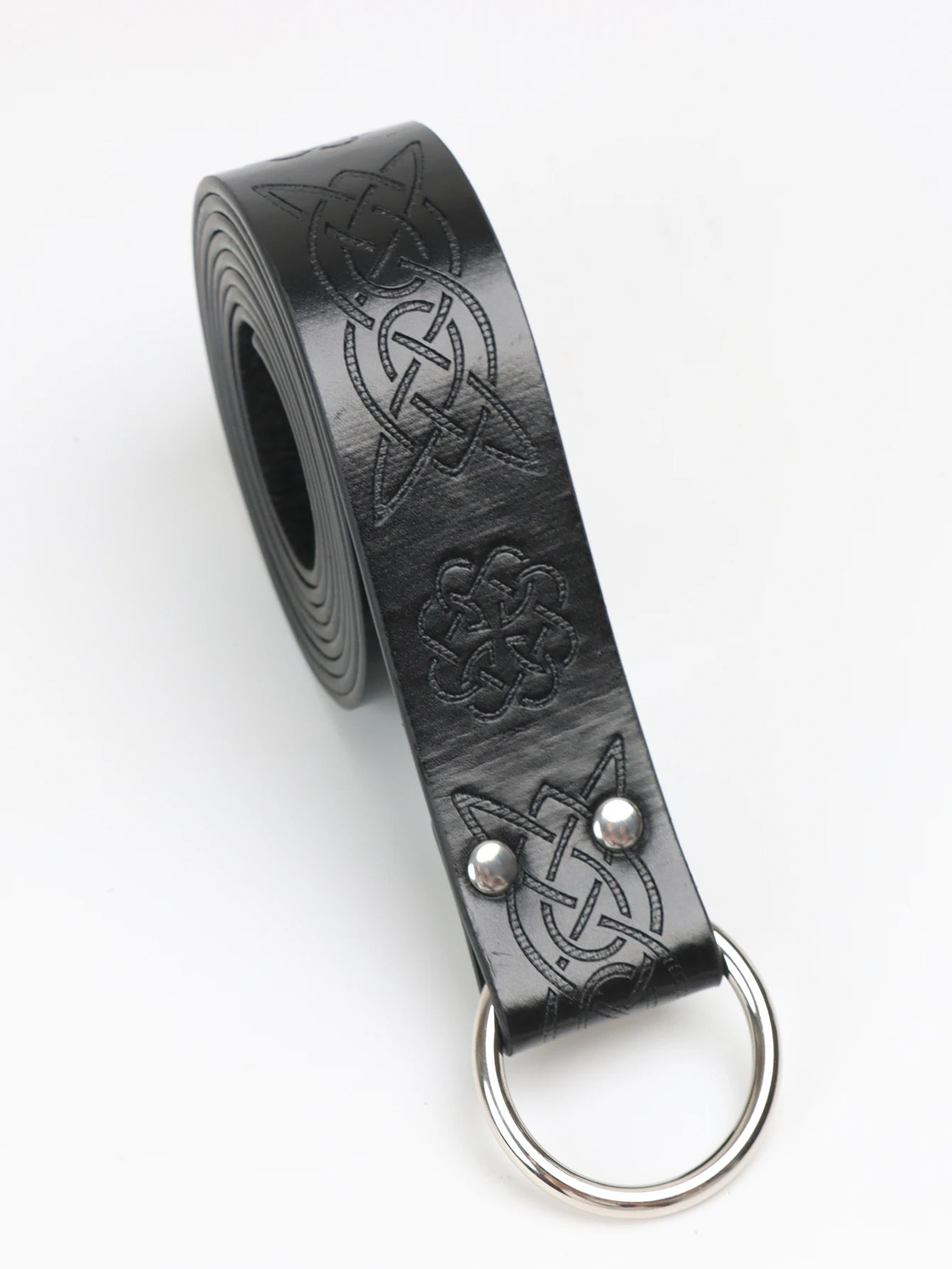 Viking Renaissance Celtic Leather Belt - Handmade Medieval Waistband with Warrior Embossed Design for Cosplay and Adventure