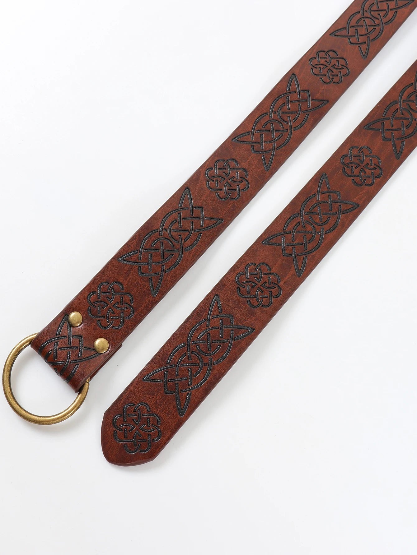 Viking Renaissance Celtic Leather Belt - Handmade Medieval Waistband with Warrior Embossed Design for Cosplay and Adventure