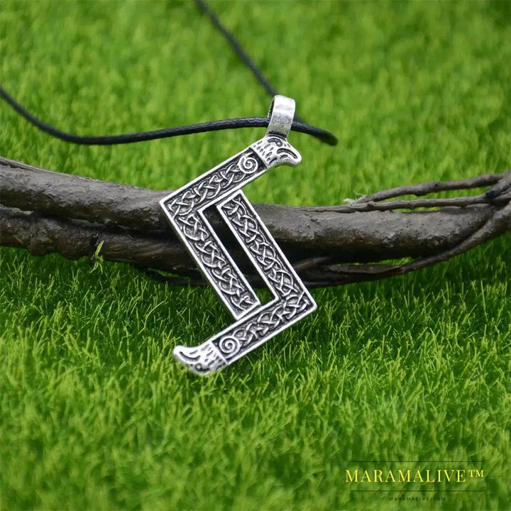 Viking Wolf Amulet Runic Rune Fehu Norse Talisman Irish Knots Jewelry Goth Men Necklace