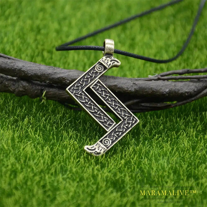 Viking Wolf Amulet Runic Rune Fehu Norse Talisman Irish Knots Jewelry Goth Men Necklace