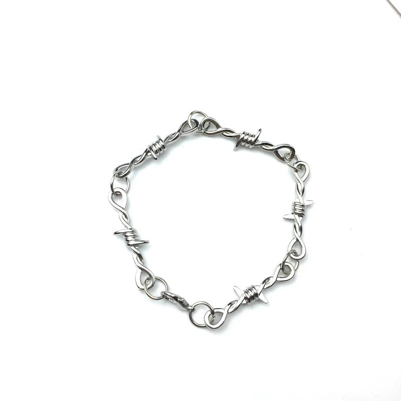 Vintage Barbed Wire Brambles Iron Bracelet: Unisex Hip-hop Gothic Style Punk Accessory