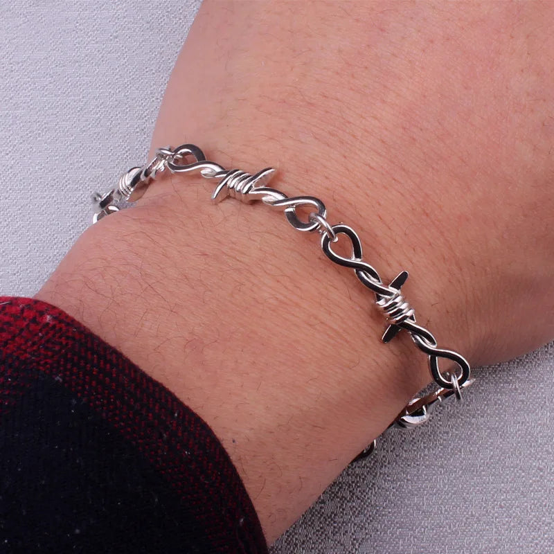 Vintage Barbed Wire Brambles Iron Bracelet: Unisex Hip-hop Gothic Style Punk Accessory