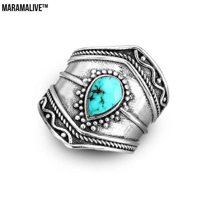 Vintage Boho Turquoise Irregular Ring