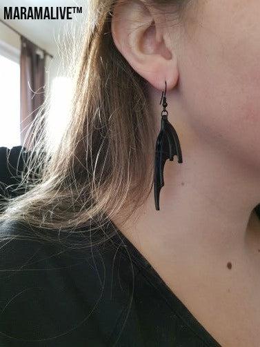 Vintage Dark Halloween Bat wings Earrings Gothic Earrings Vampire Black Bat Earrings