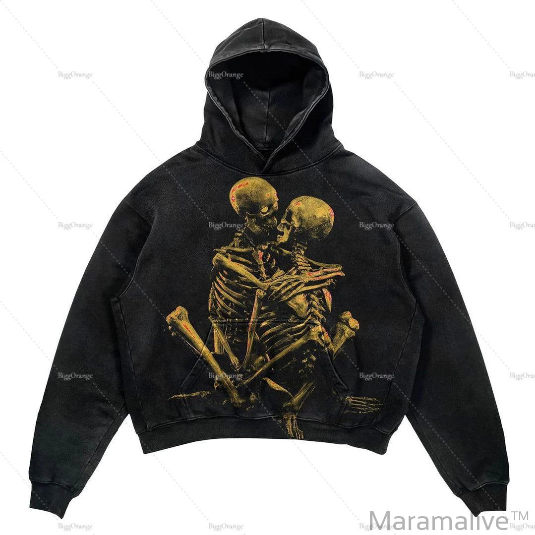 Vintage Dizzy skull anime hoodie Graphic Printed Casual Streetwear Y2k Oversized Hoodies Loose Goth Gothic Sweatshirts