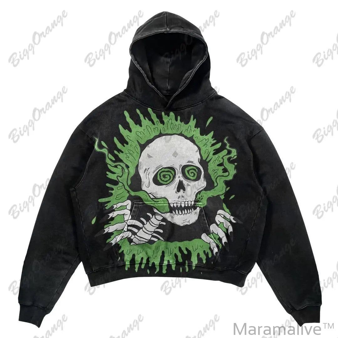 Vintage Dizzy skull anime hoodie Graphic Printed Casual Streetwear Y2k Oversized Hoodies Loose Goth Gothic Sweatshirts