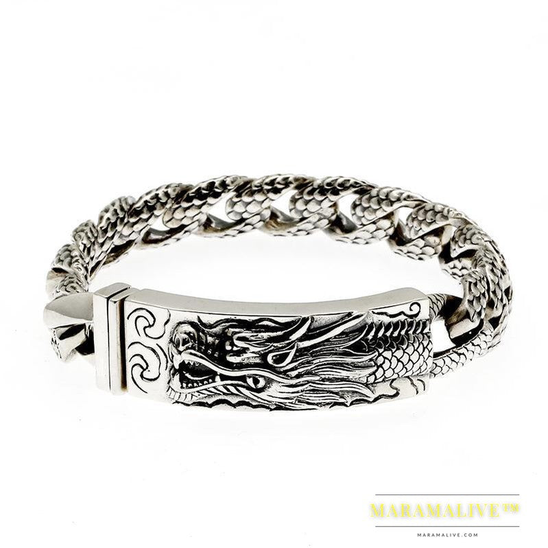 Vintage Dragon Pattern Sculpture Leading Men's Bracelet