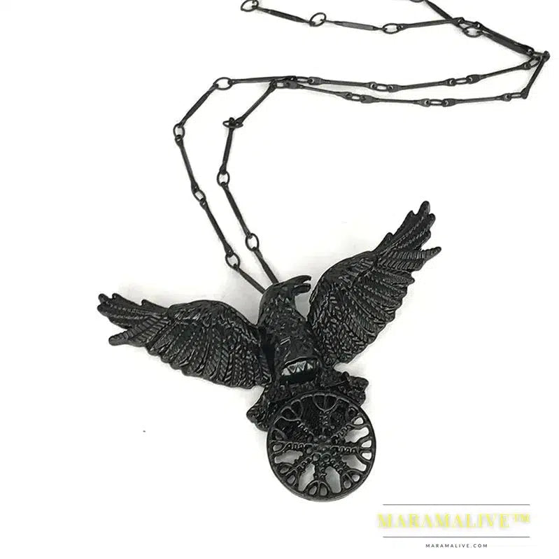 Vintage Goth Black Crow Pendant Necklace For Women 2022 Dark Viking MysticSymbol Retro Hippie Unisex Necklace collar hombre y2k