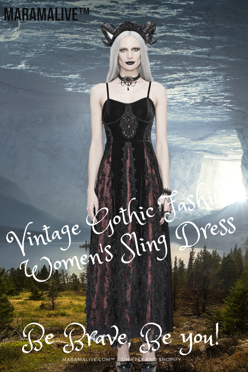 Vintage Gothic Fashion Women's Sling Dress