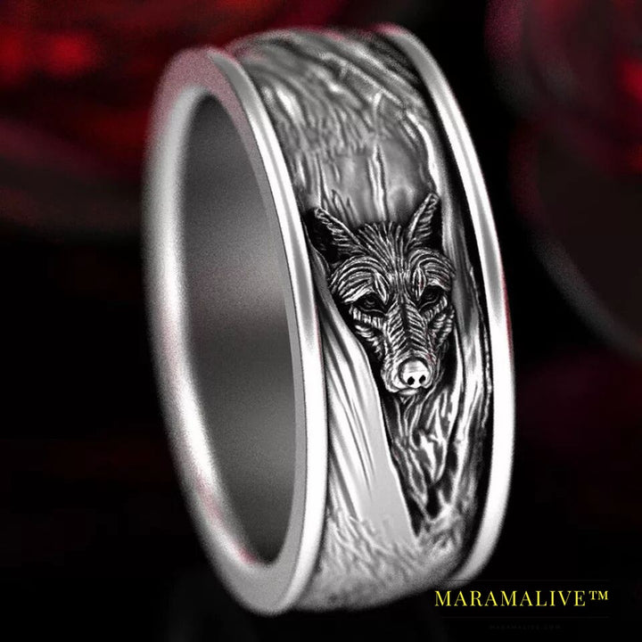 Vintage Punk Style Wolf Head Ring