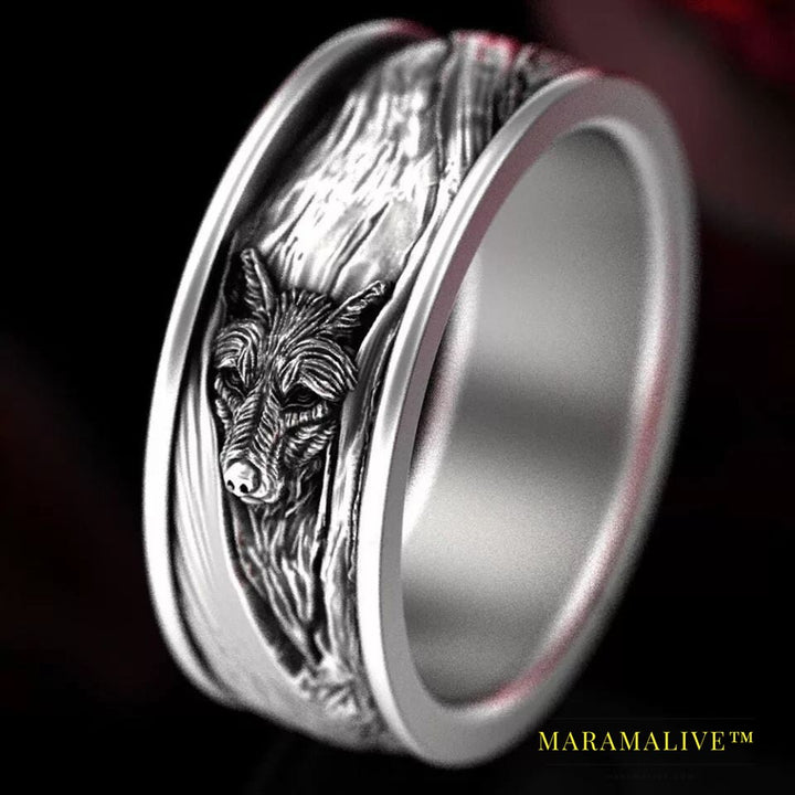 Vintage Punk Style Wolf Head Ring