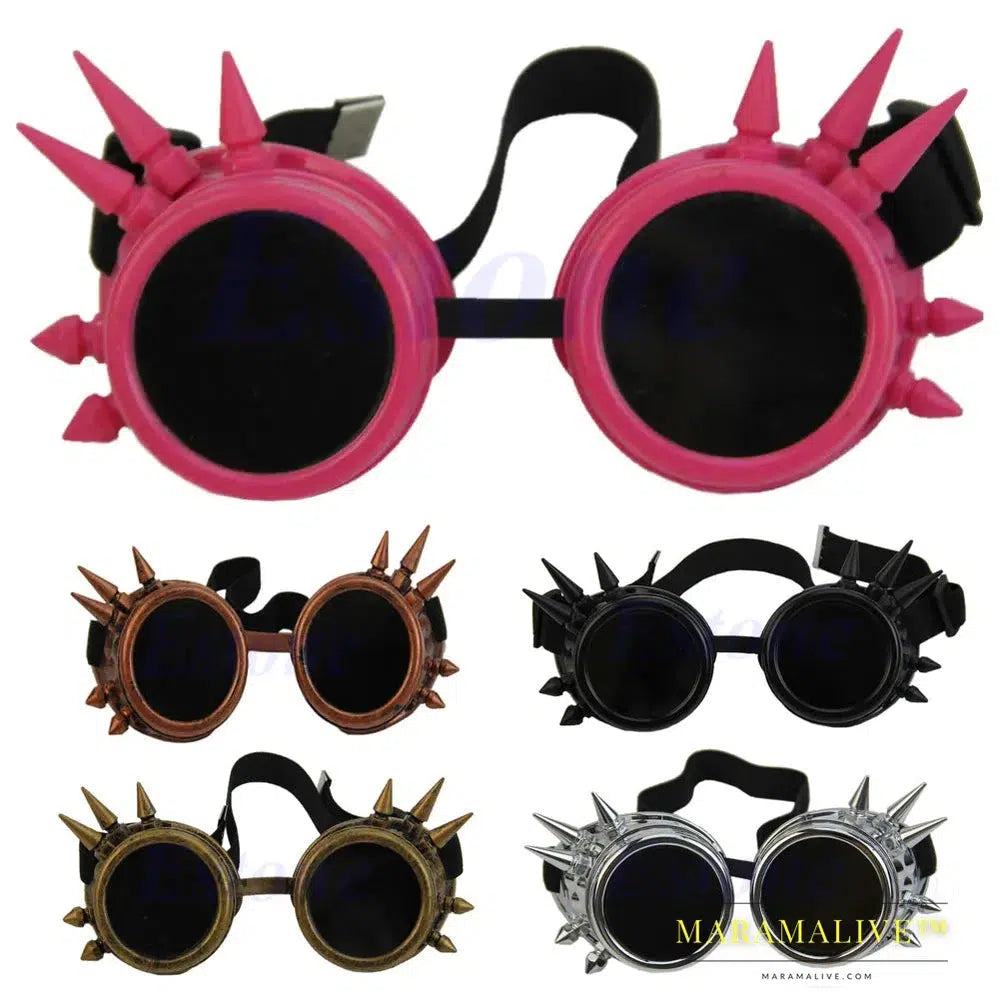 Vintage Retro Victorian Gothic Cosplay Rivet Steampunk Goggles Glasses Welding Punk 5 Colors WY2703