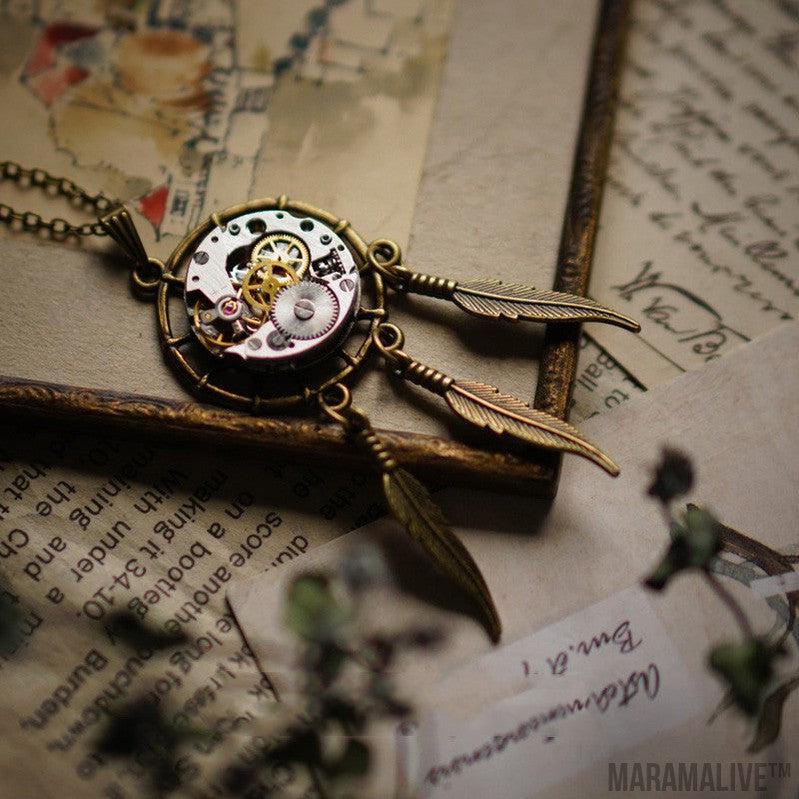 Vintage Steampunk Dream Catcher Necklace